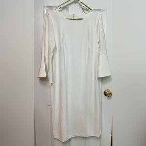 Calvin Klein White Long Bell Sleeve Dress